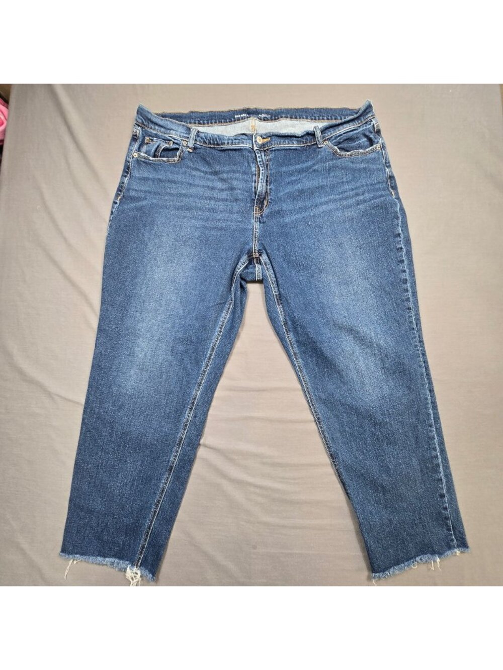 Old Navy Mid Rise Boyfriend Jeans Size 22 Blue Denim Raw Hem Casual